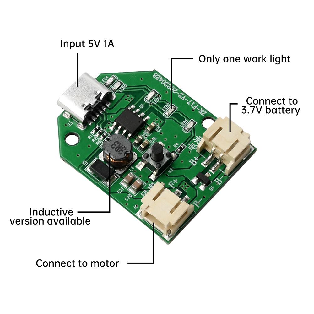 Universal 3 Speed Small Fan Control Board Micro Rechargeable Circuit Board Charging Module USB Type-C