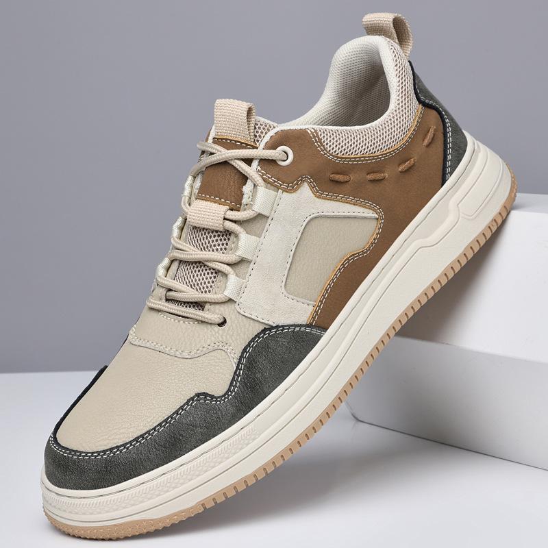 Men's shoes 2025 summer new men's low-top casual board shoes retro fashion British breathable outdoor high-end leather shoes