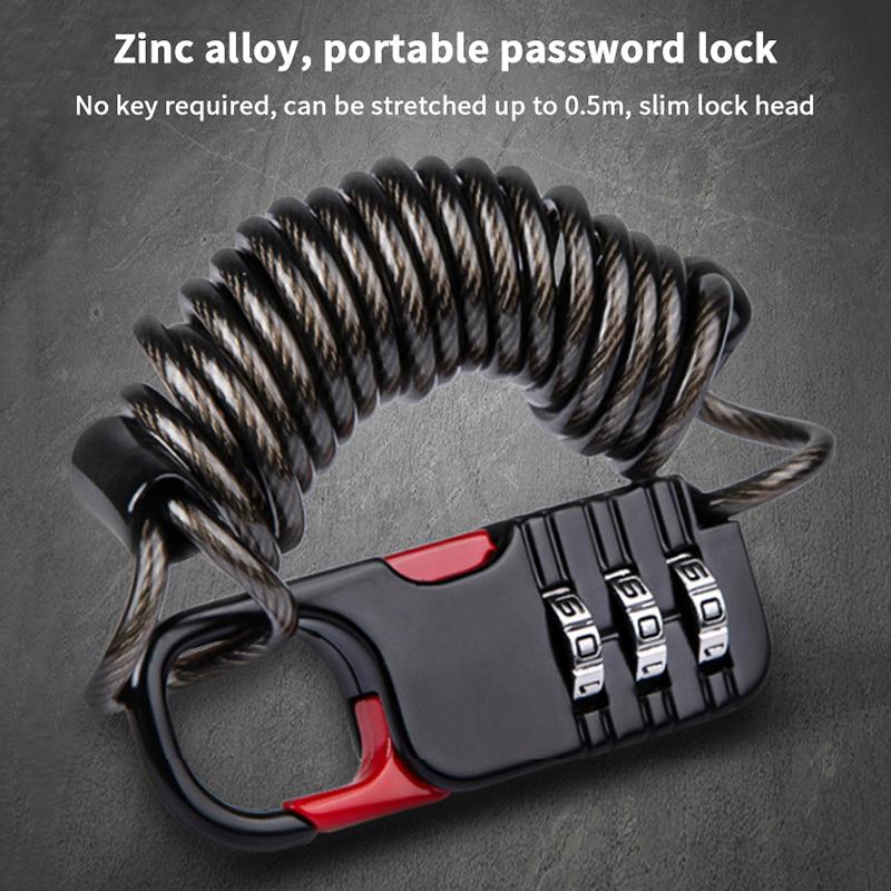 Bicycle Lock Bike Mini 3 Digit Password Lock Wire Mountain Bike Frame Durable Steel Wire Cable Helmet Locks Bicycle Accessories