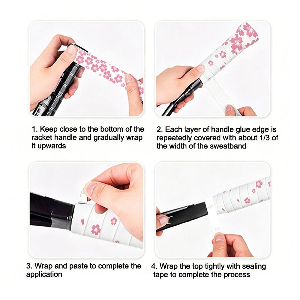 Non-Slip Badminton Handle Wrap Tape Sakura Print Tennis Racket Grip Tape Racquet Supplies