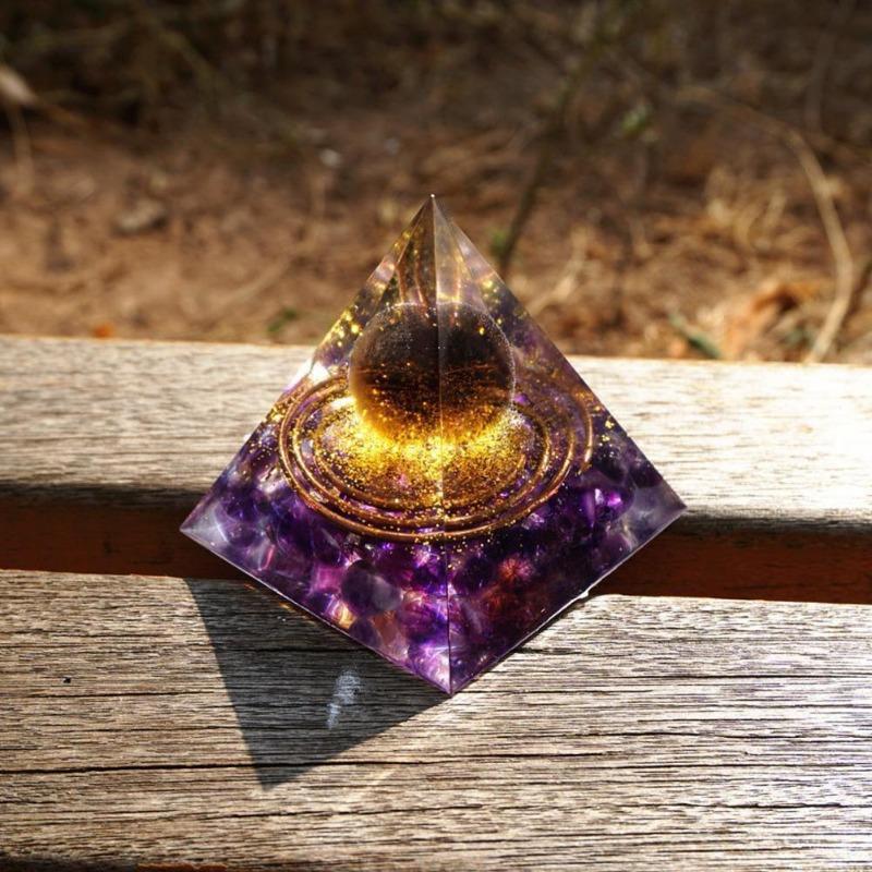 Magische Orgonit-Pyramide, Amethyst-Kristallkugel mit blauem Quarz, natürlicher Kristallstein, Orgon-Energie, Heilung, Reiki, Heim- und Bürodekoration