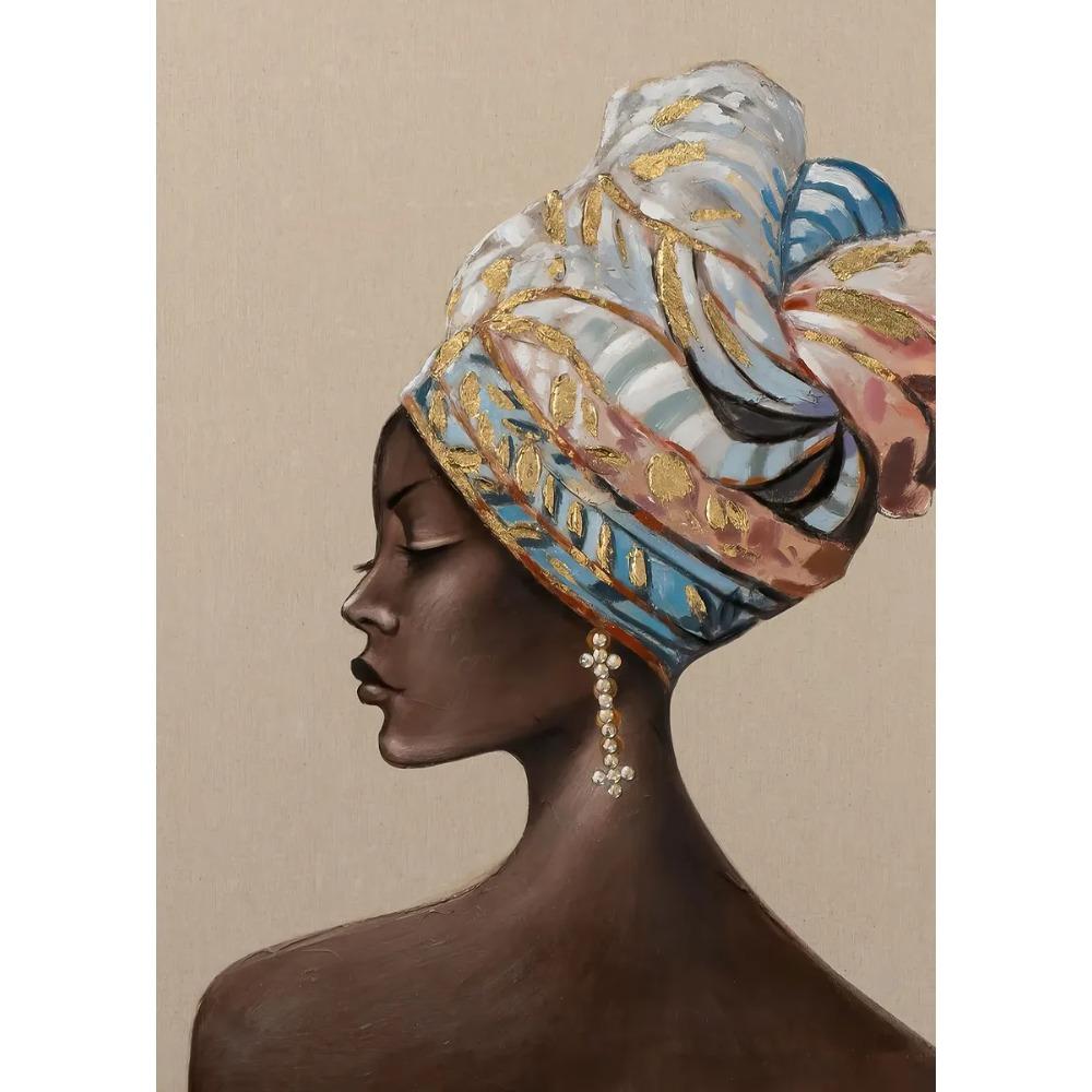 African Woman Canvas Paintings African Girl with Flower Art Posters and Prints Wall Art Pictures for Living Room Decor Cuadros