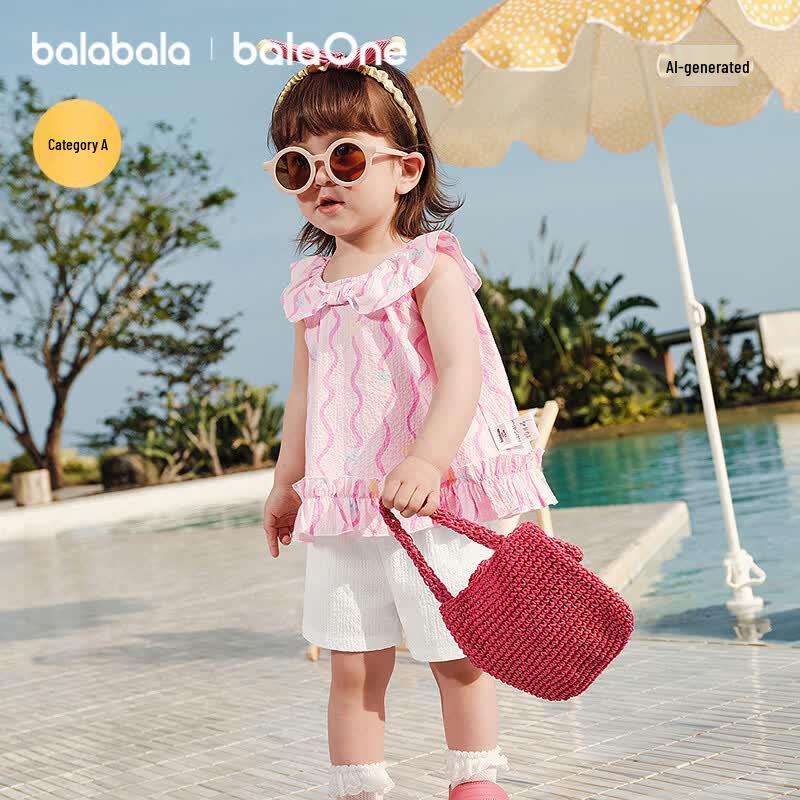 BalaOne Baby Girl's Short Sleeve Two-Piece Set
