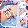 USA Independence Day Colorful Polymer Clay Beaded Bracelet with Elastic Star and Letter Beads