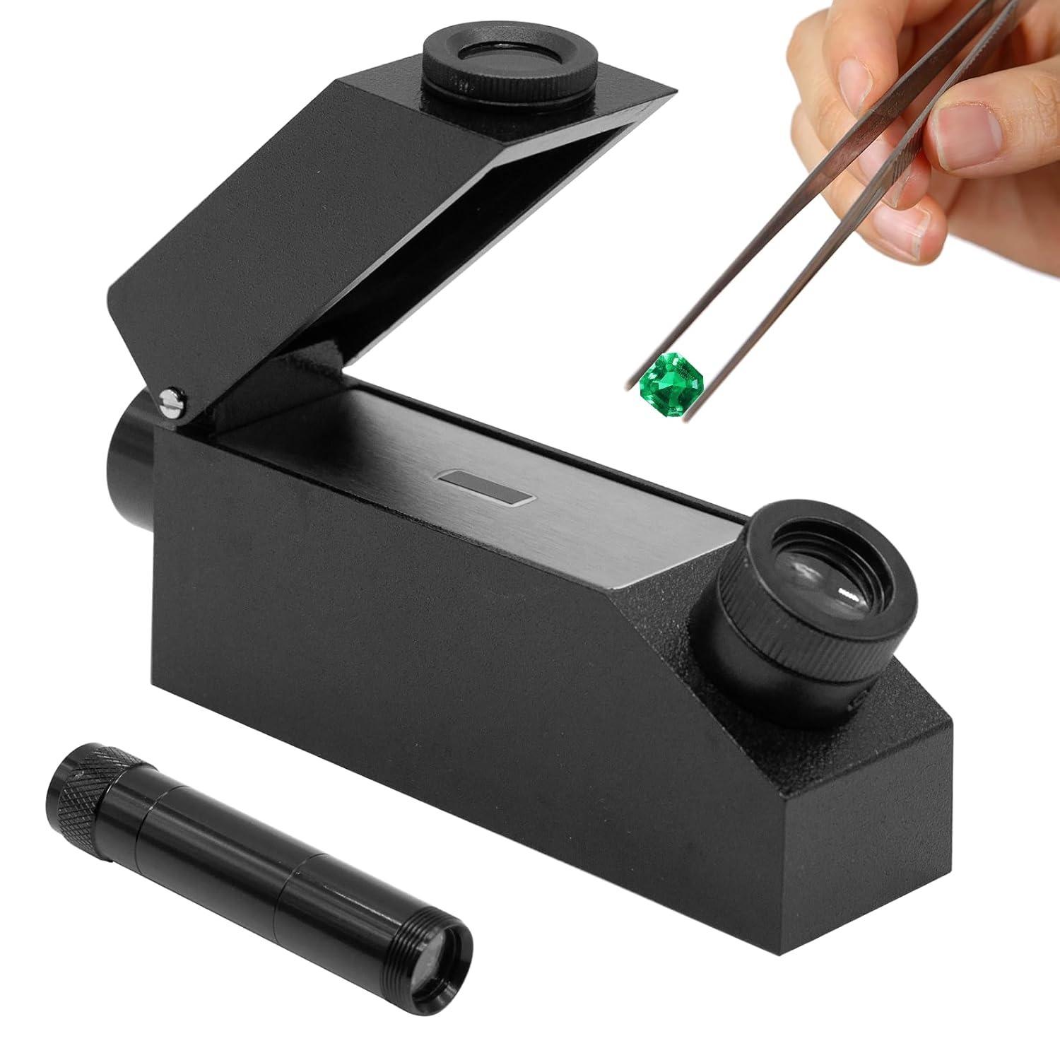 

Gemstone Refractometer, Gem Tester for All Stones, Diamond Gemstone Tester Lab Refractometers for Gold & Silver Jewelry, Measures Refractive чорний