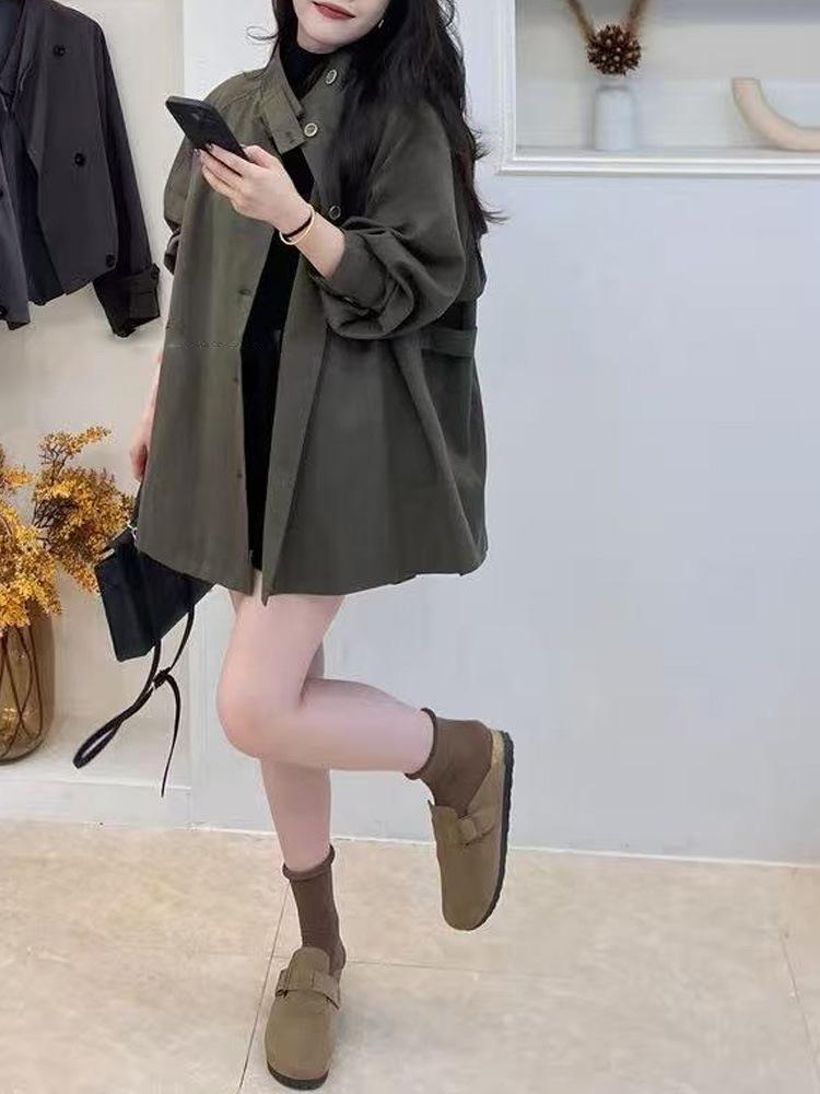 Veste à capuche noire à cordon de serrage style coréen pour femmes 2024 - Haut d'automne tendance