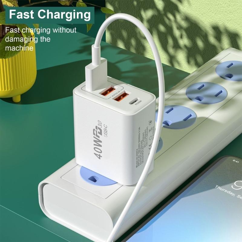4 Συσκευές Γρήγορη 3 Θύρες USB A 1 Θύρα USB C Έξοδος 40W για Τηλέφωνα Tablets Laptops