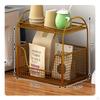 Desktop Storage Rack SpaceSaving TwoTier Desk Shelf Compact Wire Basket Organizer for Professionals,