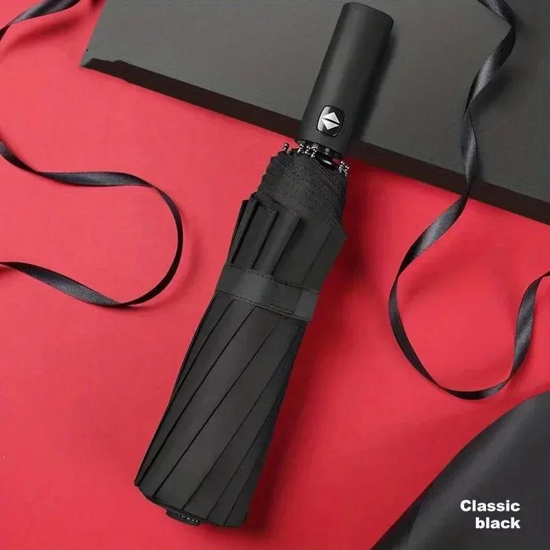 

Складной 12-лучевой полностью автоматический зонт, большой двойной солнцезащитный козырек, зонт от дождя и солнца чёрный