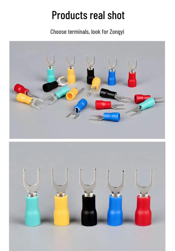 SV Insulated Spade and Fork Terminal Connector Y & U-shaped 1.25-3/4/5/6/8