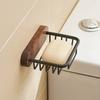 Walnut soap box Drain free punch shelf soap dish Light Luxury bathroom soap rack wall mounted soap box