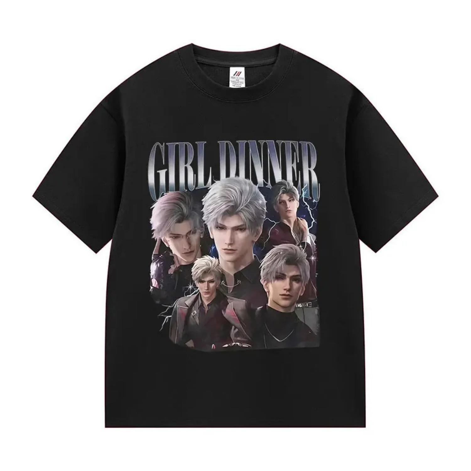 

Funny Girl Dinner Love and Deepspace Graphic T Shirt s Fashion Cosplay Short Sleeve T-shirts Summer Clothing Cotton T-shirt(1) XXXXXL чорний