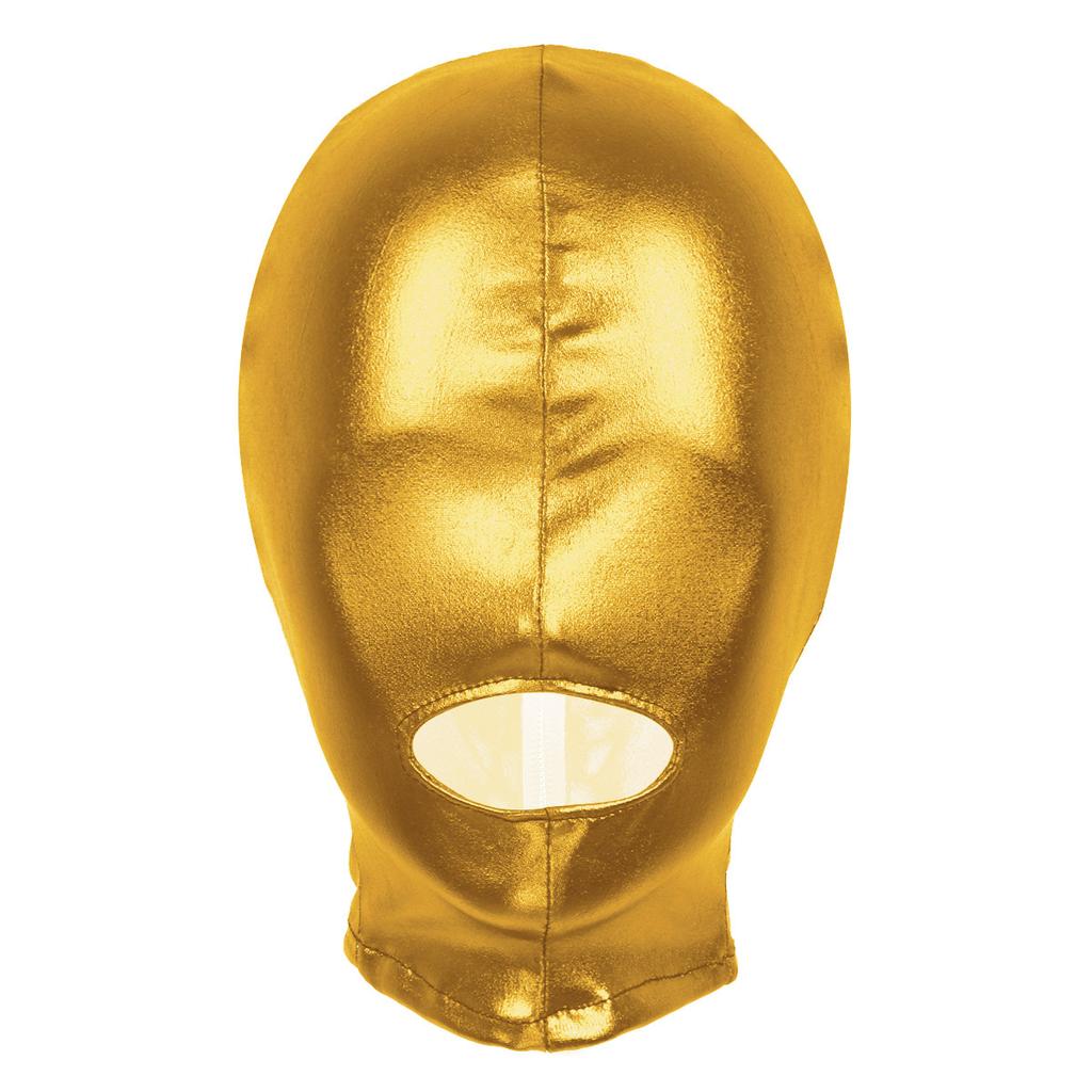 Unisex Metallic Latex Face Mask - Shiny Full Head Hood with Open Mouth for Role Play Parties