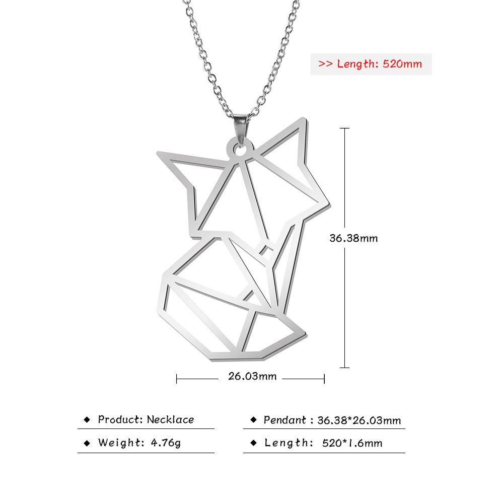 Cazador Hollow Fox Pendant Necklaces for Women Girls Cute Animal Neck Chains Stainless Steel Jewelry Birthday Gifts Wholesale