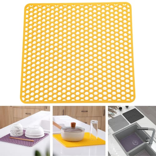 

Силиконовый коврик для раковины Kyonuza, Изолирующий коврик, Нескользящий, Дренажный коврик, Термостойкий, Силиконовый протектор для раковины, Коврик для сушки, Кухонная столешница, Обеденный стол