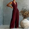 Women's Wide-leg Elegant Waist-cinching V-neck Jumpsuit