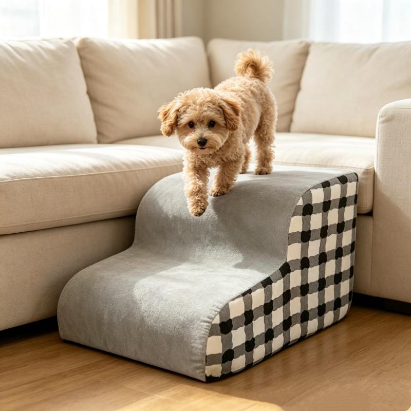 2 Steps Dog Secure Stairs High Density Foam Ramps Non-Slip Pets Steps for Older Dogs Pets with Joint Pain Sofa Bed Ladder