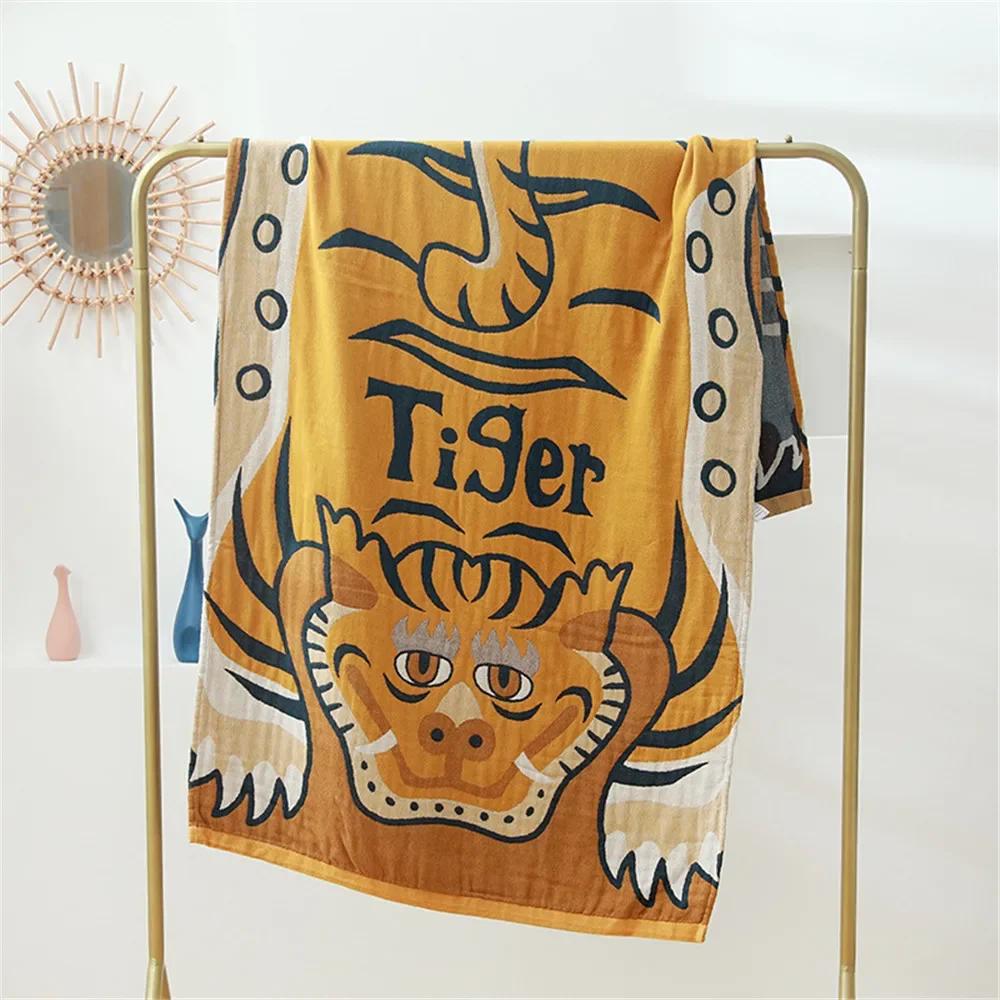 GGE Nordic Bohemian Floral Bath Towel - 80×160CM Soft Absorbent Cotton Gauze Towel for Beach Bathroom Adult Accessories
