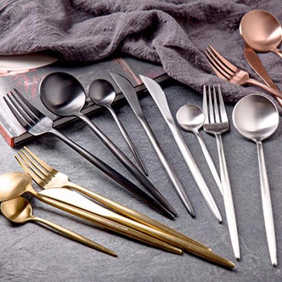 Minky Cutlery Cutlery Set Gold Stylish Tableware Stainless Steel Dinner Cutlery Set Knife Spoon Fork Set Steak Knife Table Knife Dessert Spoon Pasta