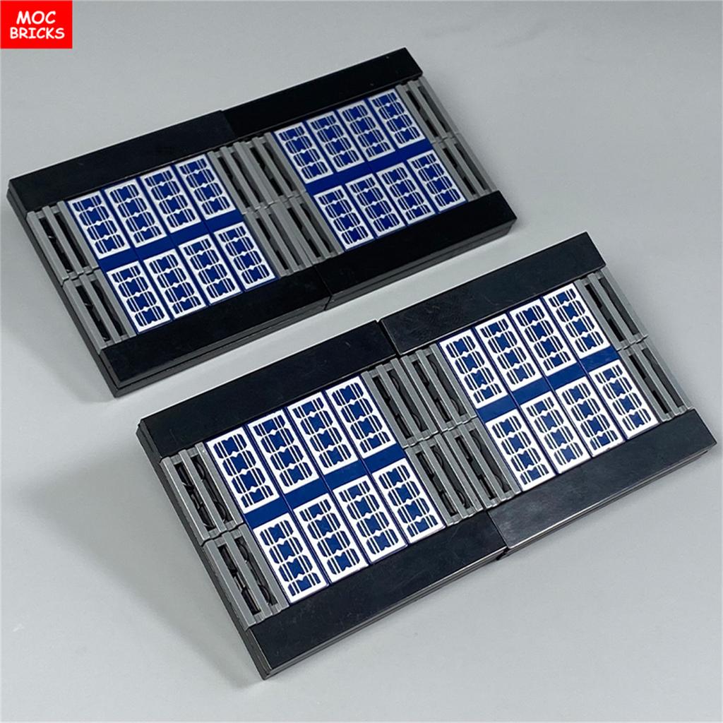 MOC Blocks Solar Povoltaic Panel Tile 1x4 Downtown House Roof 2431pb499 Assembled Construction Bricks Accessories Children Playthings