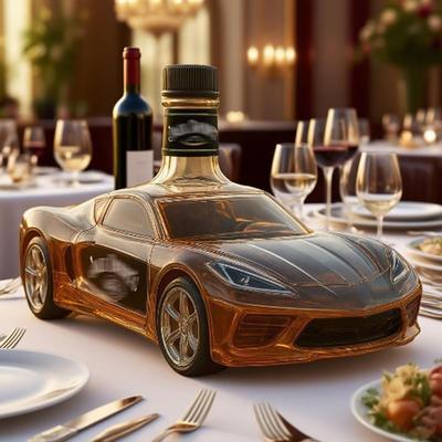 300ml Car Shaped Glass Bottle with Handcrafted Resin Stopper Decorative Display Container for Home Bar Office Storage Multi Purpose Use