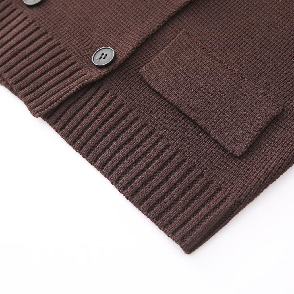 European and American Style, New Women's Clothing, Foreign Style, Fashionable, Casual Double-breasted Lapel-neck Knitted Cardigan
