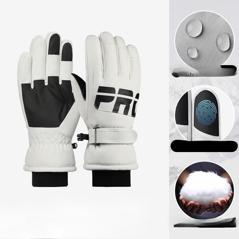 Mountaineering and Skiing Gloves Winter Anti Cold and Anti Slip Gloves with Thick Velvet Warm Riding Gloves Electric Bike Touch Screen Cotton Gloves