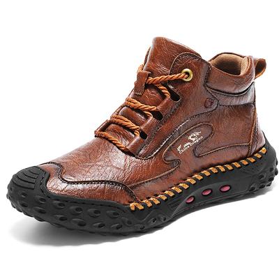 Hand-stitching Leather Men Boots Split Leather Casual Leather Shoes Men Ankle Boots