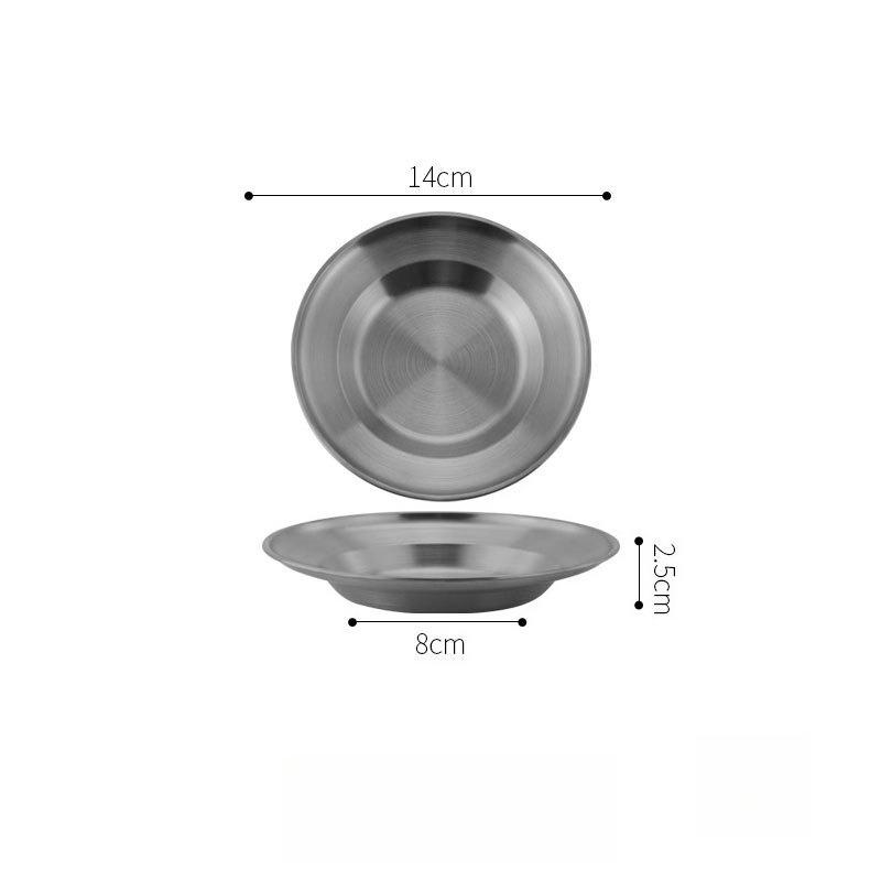 

Stainless Steel Dish Plates Round Metal Dessert Serving Tray Pastry Dinner Multifunctional Kitchen Tableware Fruit Storage