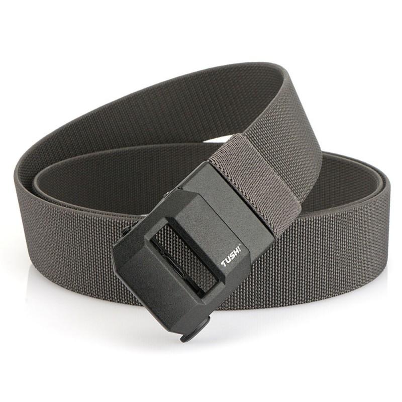 

Toothless Automatic Buckle Belt Men s Elastic Nylon Casual Canvas Knitted Business 120cm темно-сірий