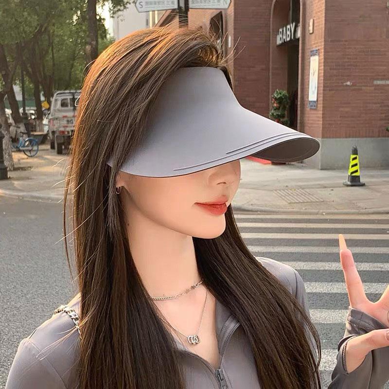 Zealous Sole Women's Beige Wide Brim Sun Visor Portable Fashion Cap Ultra-Light Hollow Top Ponytail Sun Hat For Daily Travel Beach Fishing Golf