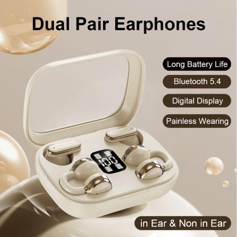 Bluetooth 5.4 Bone Conduction Sleep Earphones Couples Dual Pair In One Noise Reduction Hifi Sports Power Digital Display Earbuds