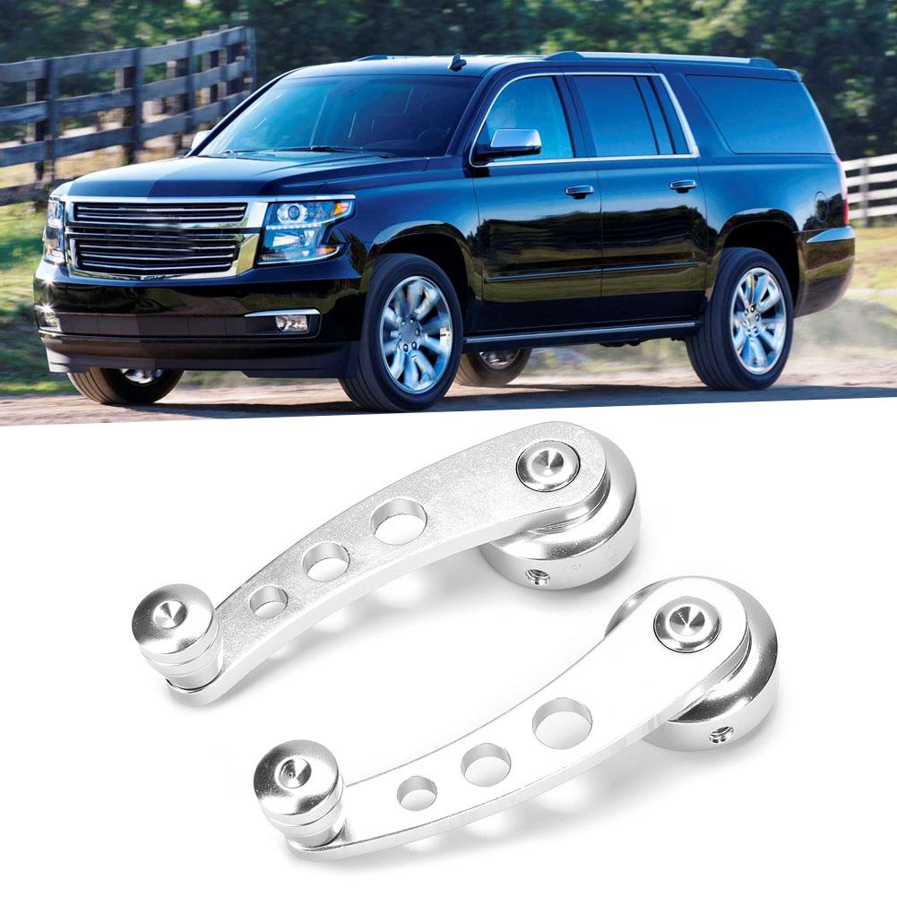 Silver 3in CNC Aluminum Alloy Window Crank Handle Kit Fits for Chevy Auto Accessory