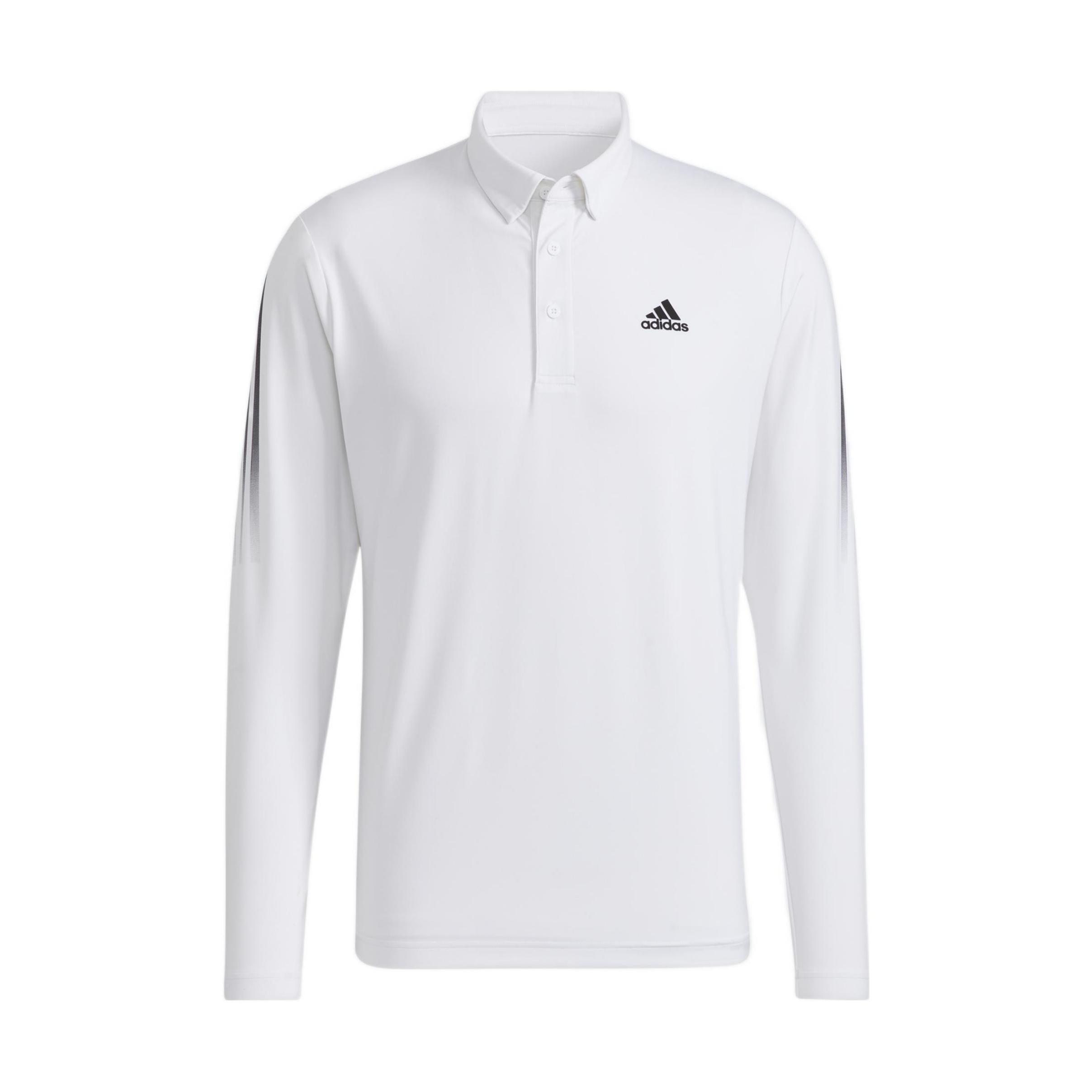 

Adidas Logo Striped Long Sleeve Slim Fit Polo Shirt Men tops White HA3124