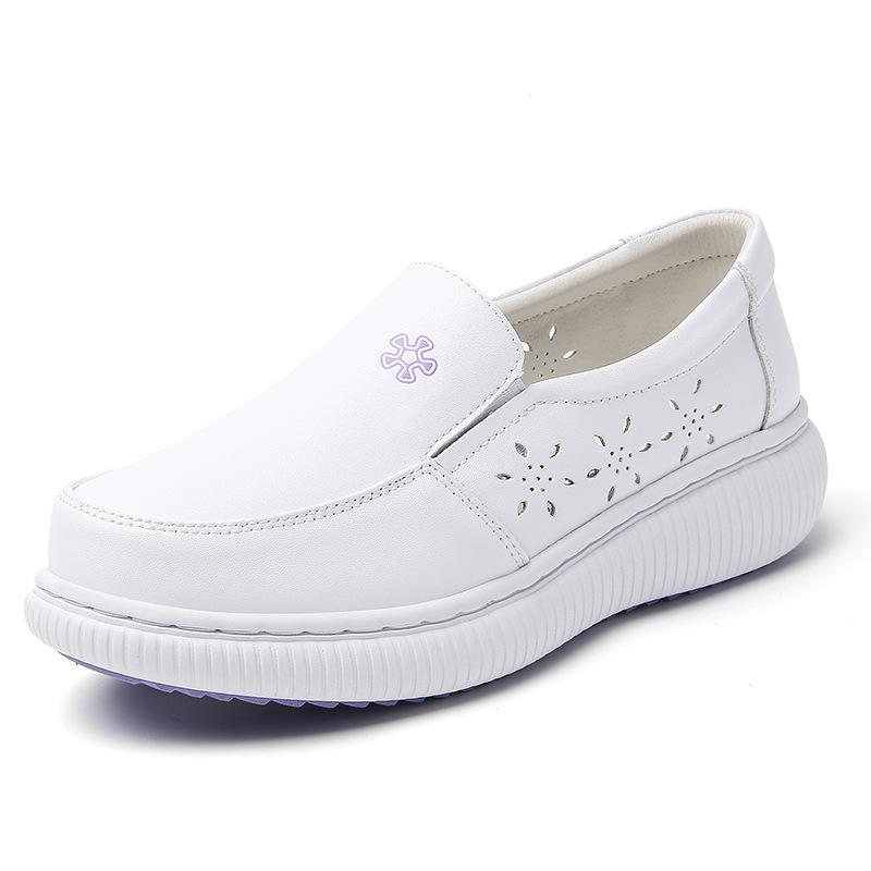 Nurse Shoes Women's Spring Summer Hollow Soft Sole Breathable Deodorant Non-slip Leather Work Special Medical Shoes