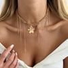 Salircon Bohemia Gold Color Flower Pendant Necklace for Women Creative Metal Tassel Choker Casual Versatile Jewelry Accessories