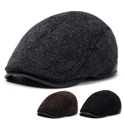 Hat Men'S Winter Cap Casual Versatile Warm Woolen Hat British Retro Beret Trendy Painter Hat