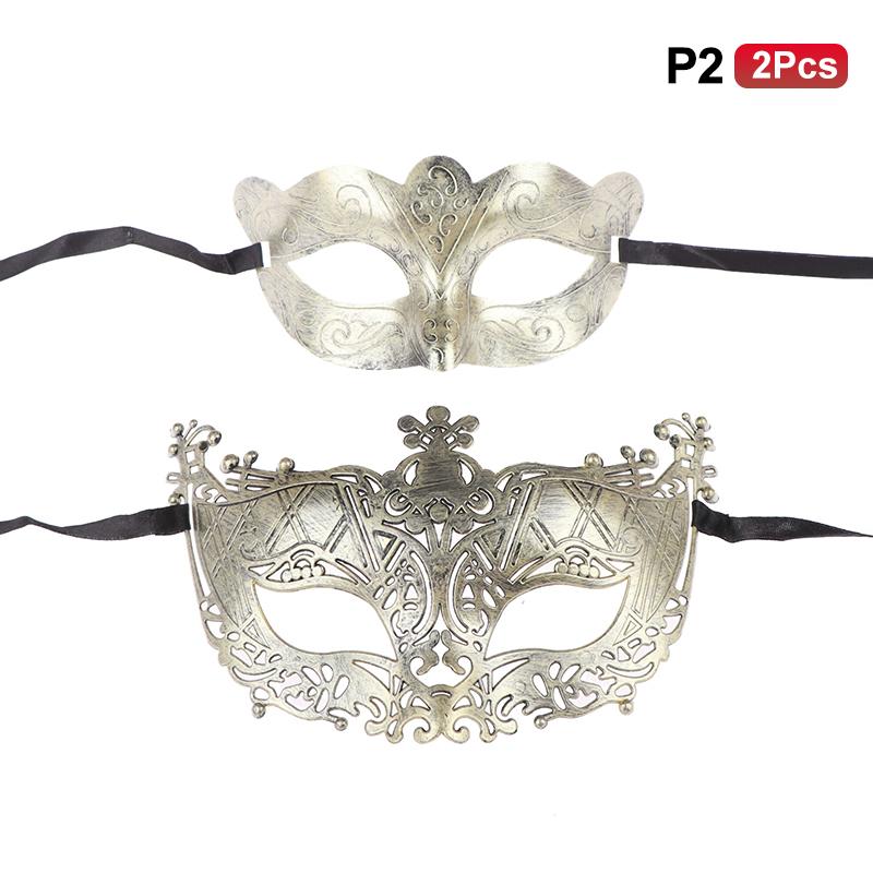 2Pcs Halloween Mask Retro Half Face Costume Masks Masquerade Party Decorations Plastic Women'S Props Dance Mask