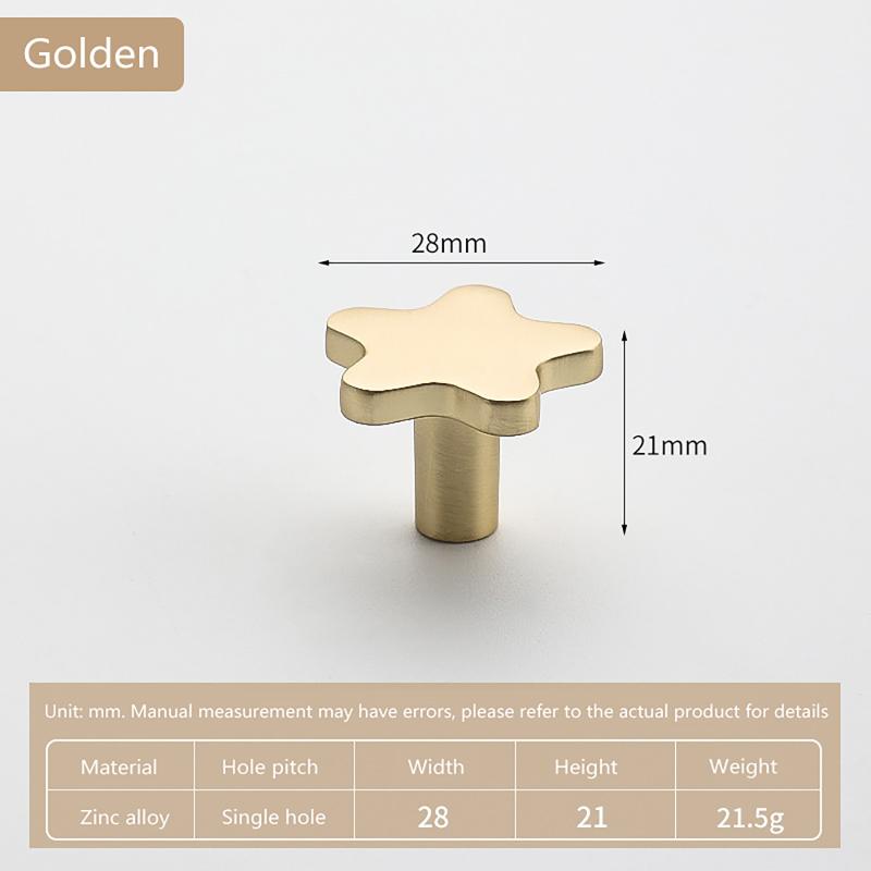 Pure Copper Star Shape Cabinet Knobs Children's Room Five Pointed Star Brass Handles Wardrobe Kitchen Pulls Handle