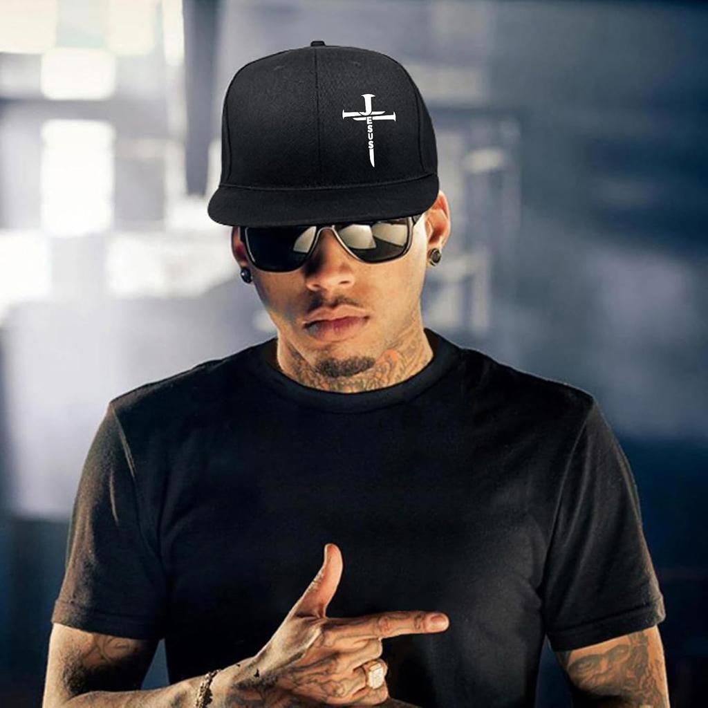 Jesus Cross Snapback Hat Polyester Christian Baseball Cap Adjustable Religious Gifts for Men Women