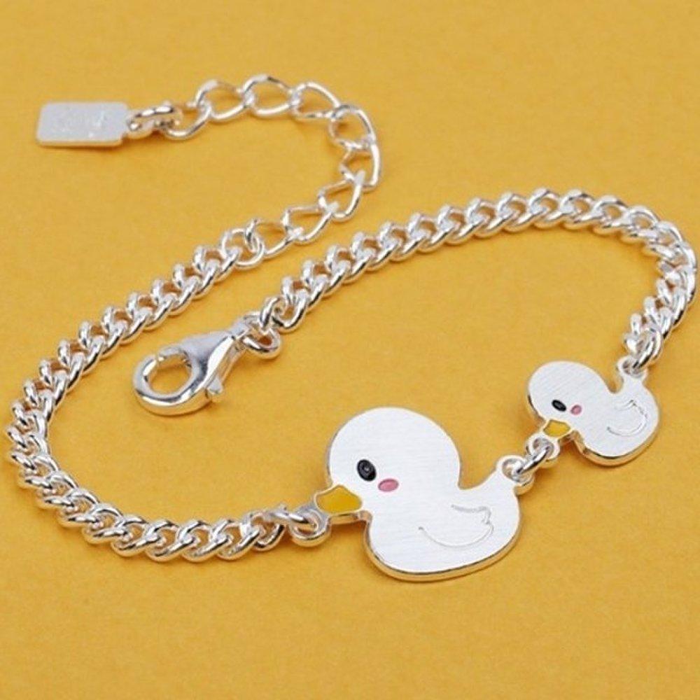 [As Little] Baby Silver Bracelet Toddler Kids Silver 925 Duck Pendant Chain
