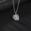 Monstera Leaves Pendant Stainless Steel Vintage Choker Necklace For Women Clavicle Chain Cool Charms Necklaces Cadenas Mujer