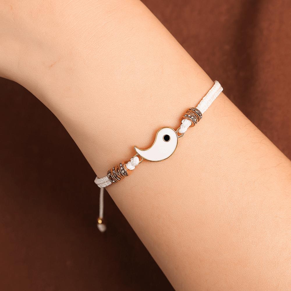 Punk Tai Chi Bracelet Black Whit Hand Chain Retro Braided Bracelet  Couple Jewelry Gift