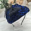High Skull Hairhoop Lace Bowknot Sequined Hat Women Formal Event Hair Covering