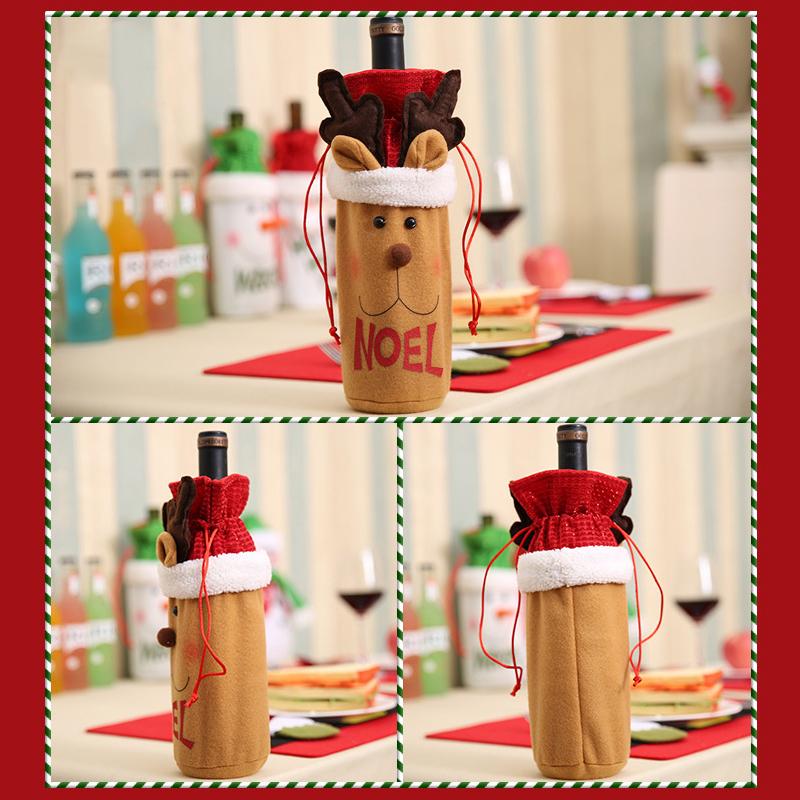 Set capac pentru sticle de vin de Crăciun Om de zăpadă Moș Crăciun pungi pentru sticle de vin țesute pentru petrecerea de Crăciun Decoratiuni pentru masă Cadouri de Anul Nou