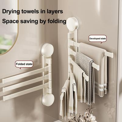 Towel Rack with Extended Pole 180-Degree Rotation Suction Cup Design Quick Installation