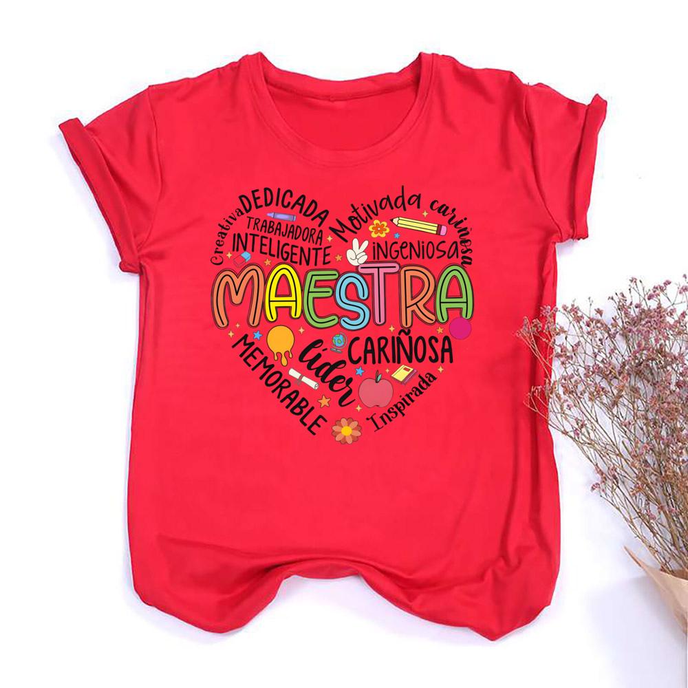 Fashion Maestra Print Girl Teacher Tshirt Teacher Comfy Tees Top Short Sleeve Crew Neck Fashion Tshirt The Best Gift To Teacher