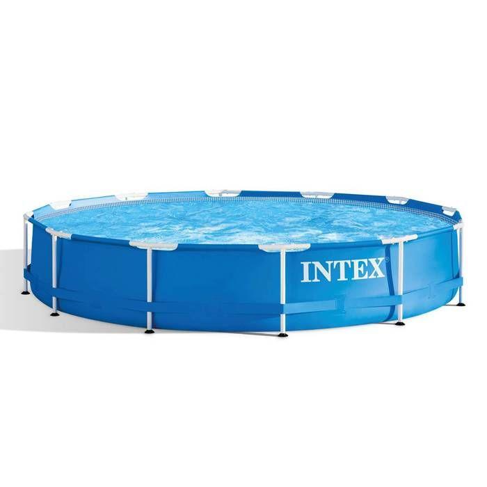 Kit Piscine Hors Sol Tubulaire INTEX - Metal Frame - 366 X 76 Cm - Ronde (Livrée Avec Pompe Et Cartouche) - 28212NP