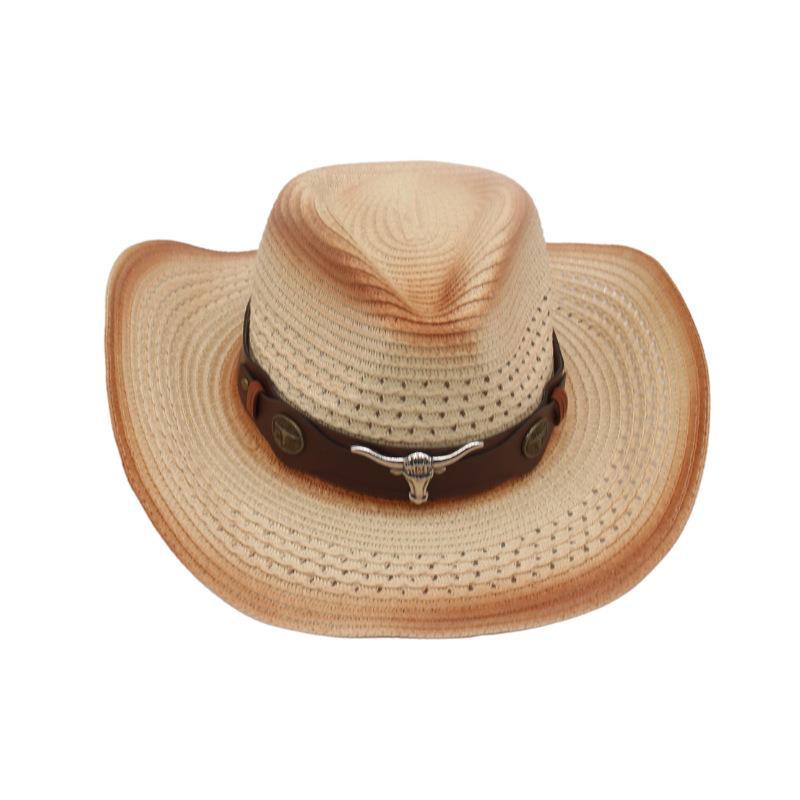 Spring And Summer Beach Windproof Sunscreen Straw Hat Men And Women Ethnic Style Western Cowboy Straw Hat