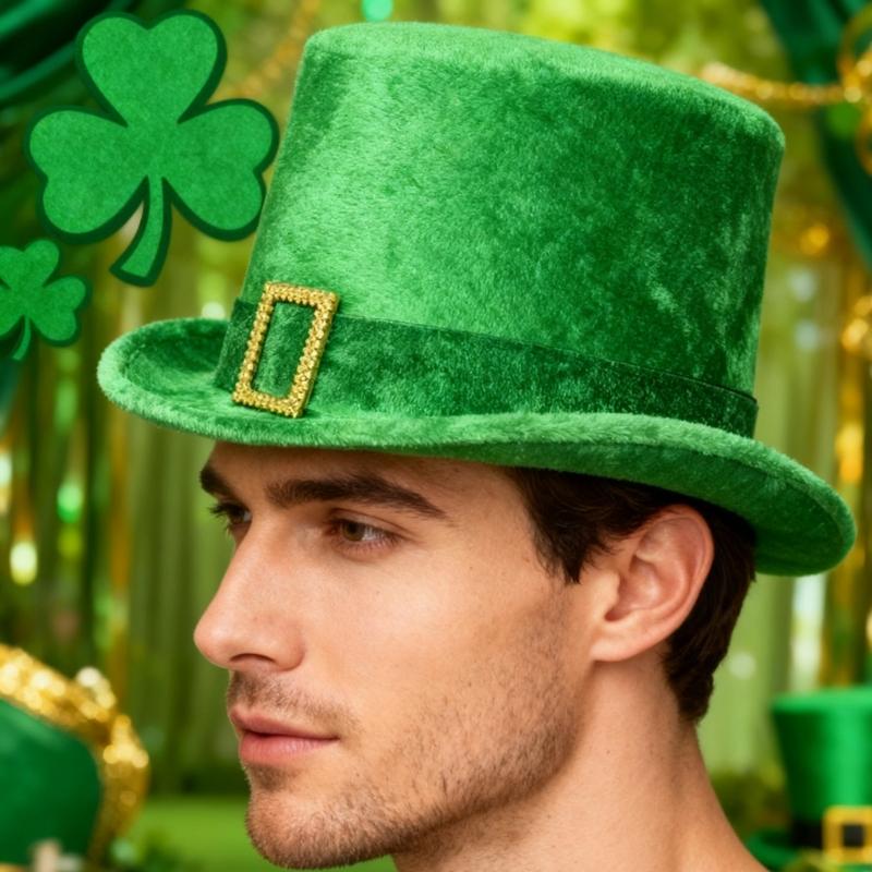 Top Hat Panama Hat Leprechaun Headwear Green for Women Men Photo Props Western for Men Women Unisex Wear Headwear